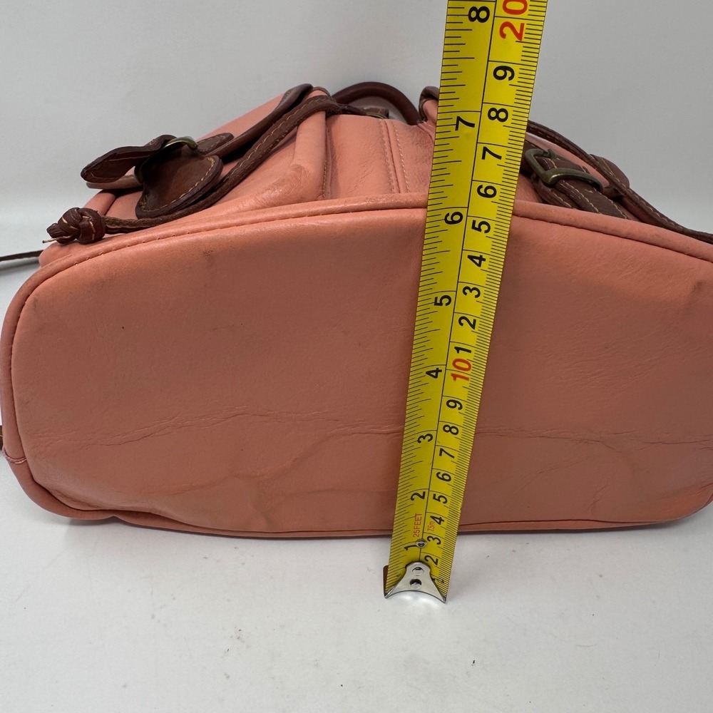 Vintage Italian Leather Backpack Purse – Coral Pink & Brown Made in Italy - Picture 9 of 10